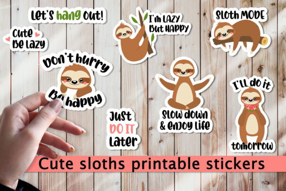 Download Cute Sloths Printable Cricut Stickers. - Printable Collection
