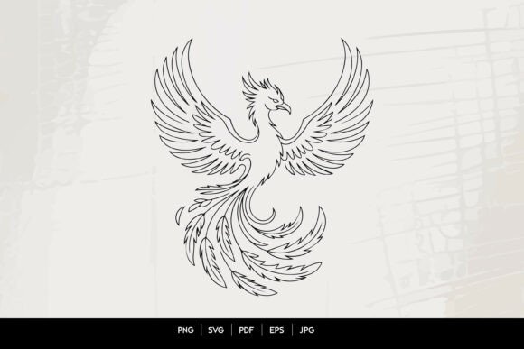 Download Phoenix Bird Line Art SVG - Phoenix Collection