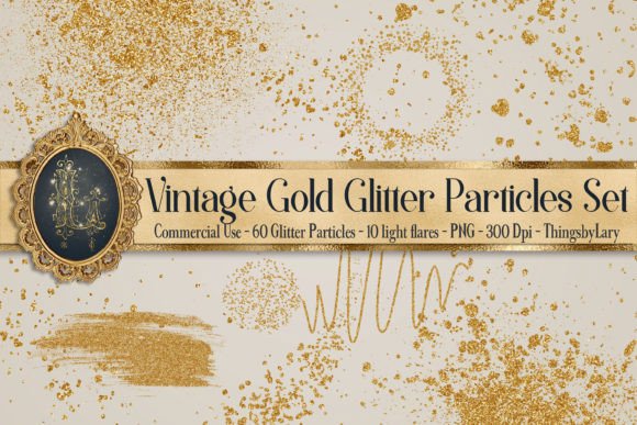 Download 70 Vintage Gold Glitter Particles PNG - Glitter Collection