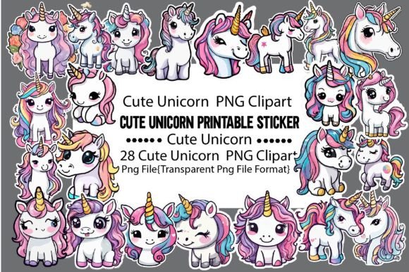 Download Cute Unicorn Printable Sticker PNG Bundl - Printable Collection