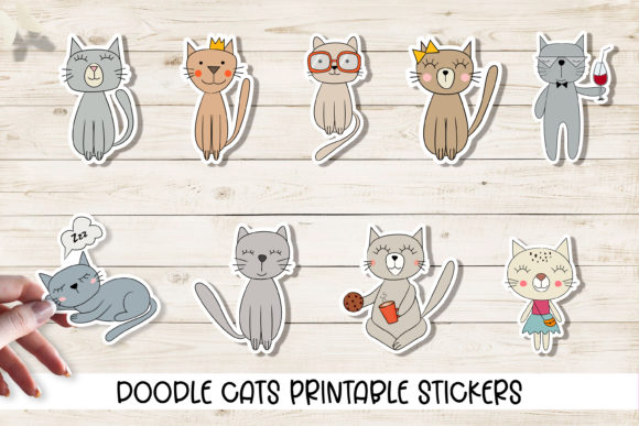 Download Doodle Cats Printable Cricut Stickers. - Printable Collection