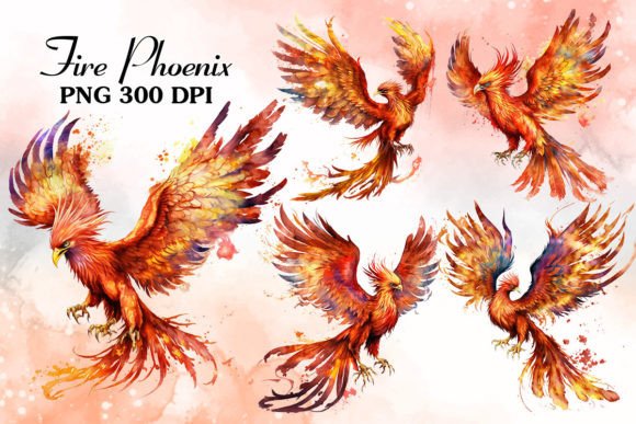 Download Fire Phoenix Watercolor Sublimation - Phoenix Collection