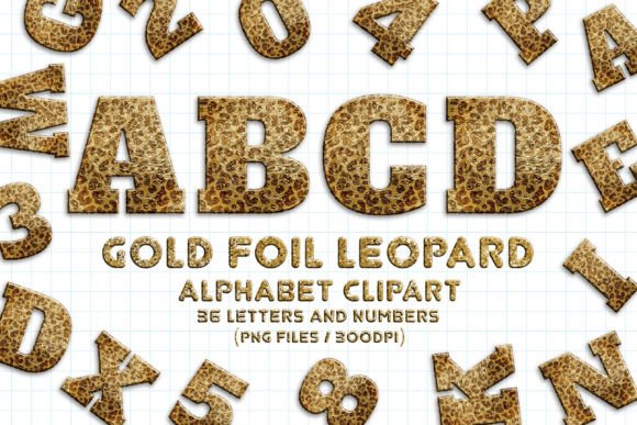 Download Gold Foil Leopard Glitter Alphabet - Glitter Collection